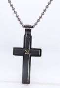 Black Hematite Cross With Long Ball Chain