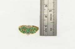 10K Yellow Gold Marquise Emerald Retro Cluster Statement Ring