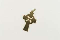14K Yellow Gold Celtic Cross Ornate Faith Symbol Pendant