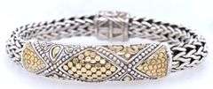John Hardy Dot Wheat Two Tone Bangle Bracelet in 18K and Sterling