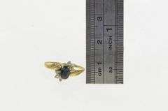 10K Yellow Gold Vintage Oval Sapphire Diamond Accent Bypass Ring