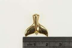 14K Yellow Gold Kabana Diamond Whale Fluke Tail Vintage Pendant