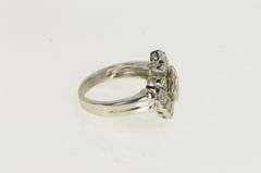 14K White Gold Pink Sapphire Diamond Ornate Filigree Ring