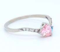 925 Sterling Silver Heart Shaped Cubic Zirconia Band