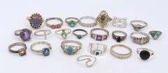 Big Group Lot of Vintage 925 Sterling Silver Rings