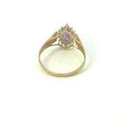 10K Yellow Gold Marquise Amethyst Diamond Accent Vintage Ring