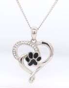 Sterling Silver Paw Heart Necklace