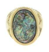 Fantastic Yellow Gold Abalone Men's Ring