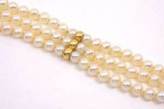 Lustrous 3 Strand Pearl & 14k Bracelet
