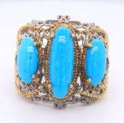 Vintage 25 Sterling Silver 3 Stone Turquoise Ring