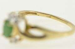 10K Yellow Gold Oval Emerald Diamond Accent Statement Ring