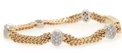 Italian 0.75ctw Pave Diamond Two Tone Station Bracelet in 14K