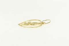 14K Yellow Gold Diamond Cut Heart Rose Flower Romantic Charm/Pendant