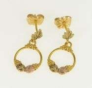 14K Yellow Gold Black Hills Leaf Vintage Dangle Statement Earrings