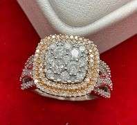 CERTIFIED BRAND NEW DIAMOND RING WITH ROSE GOLD ACCENT