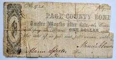 1861 Page County $1 Bond