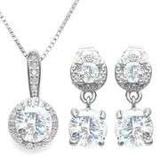 WHITE TOPAZ 925 STERLING SILVER JEWELRY SET
