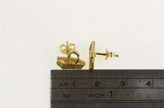 14K Yellow Gold 3D Longaberger Picnic Basket Vintage Stud Earrings