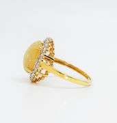 14KT YELLOW GOLD, OPAL, & DIAMOND COCKTAIL RING