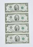 Uncut Currency Sheet 4 x $2 1976 UNC