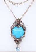 Turquoise Pendant on Italian Gucci Style Chain Necklace