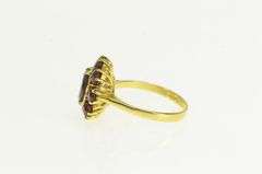 18K Yellow Gold Oval Garnet Halo Vintage Cocktail Statement Ring