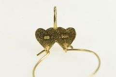 14K Yellow Gold Retro Two Hearts Charm Holder Loop Pendant