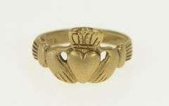 10K Yellow Gold Vintage Claddagh Traditional Celtic Loyalty Ring