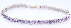 Charming White Gold Amethyst and Tanzanite Tennis Bracelet
