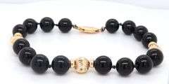 Fantastic Black Onyx and Gold Ball Bead Bracelet