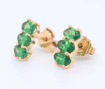 Pair of Yellow Gold Emerald Earrings