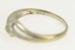 10K White Gold Vintage Diamond Classic Bypass Wavy Ring