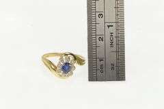 10K Yellow Gold Natural Sapphire Diamond Halo Bypass Ring