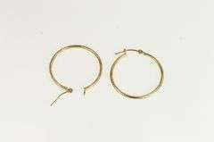 14K Yellow Gold Textured Design Vintage 25mm Statement Hoop Earrings