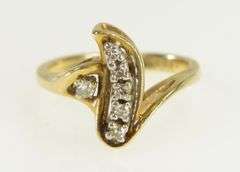 14K Yellow Gold Retro Diamond Wave Vintage Statement Ring