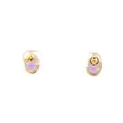 14K Yellow Gold Oval Amethyst Diamond Accent Vintage Stud Earrings