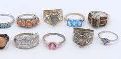 925 Sterling Silver Mixed Gemstone Ring Lot