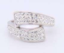 925 Sterling Silver Bypass Crystal Ring