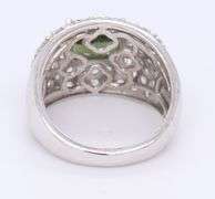 Sterling Silver Dark Green Quartz Crystal Pave Ring