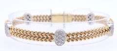 Italian 0.75ctw Pave Diamond Two Tone Station Bracelet in 14K