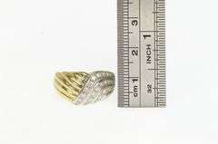 18K Yellow Gold Wavy Diamond Scalloped Statement Band Ring