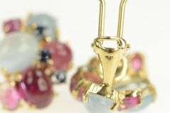 14K Yellow Gold 1960's Retro Ruby Tourmaline Topaz Sapphire Earrings