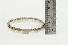 18K White Gold Pave Diamond 8mm Omega Chain Statement Bracelet