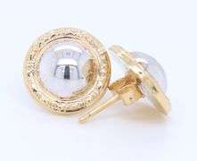 Fabulous Two Tone Gold Classic Round Post Earrings