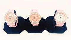 GROUP LOT OF 3x FANCY PINK GENEVA & GEMSTONE WATCHES- BRAND NEW!  40MM CASE. WATERPROOF