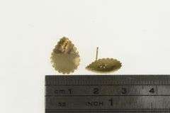 14K Yellow Gold Scalloped Diamond Cut Tear Drop Stud Earrings