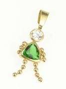 14K Yellow Gold Sim. Emerald CZ May Birthstone Baby Charm/Pendant