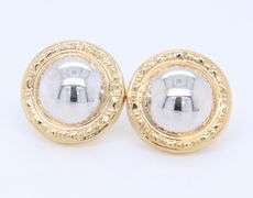 Fabulous Two Tone Gold Classic Round Post Earrings