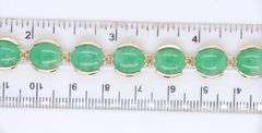 Fabulous Yellow Gold Green Jade Link Bracelet
