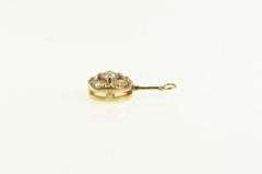 14K Yellow Gold Diamond Round Cluster Vintage Drop Charm/Pendant